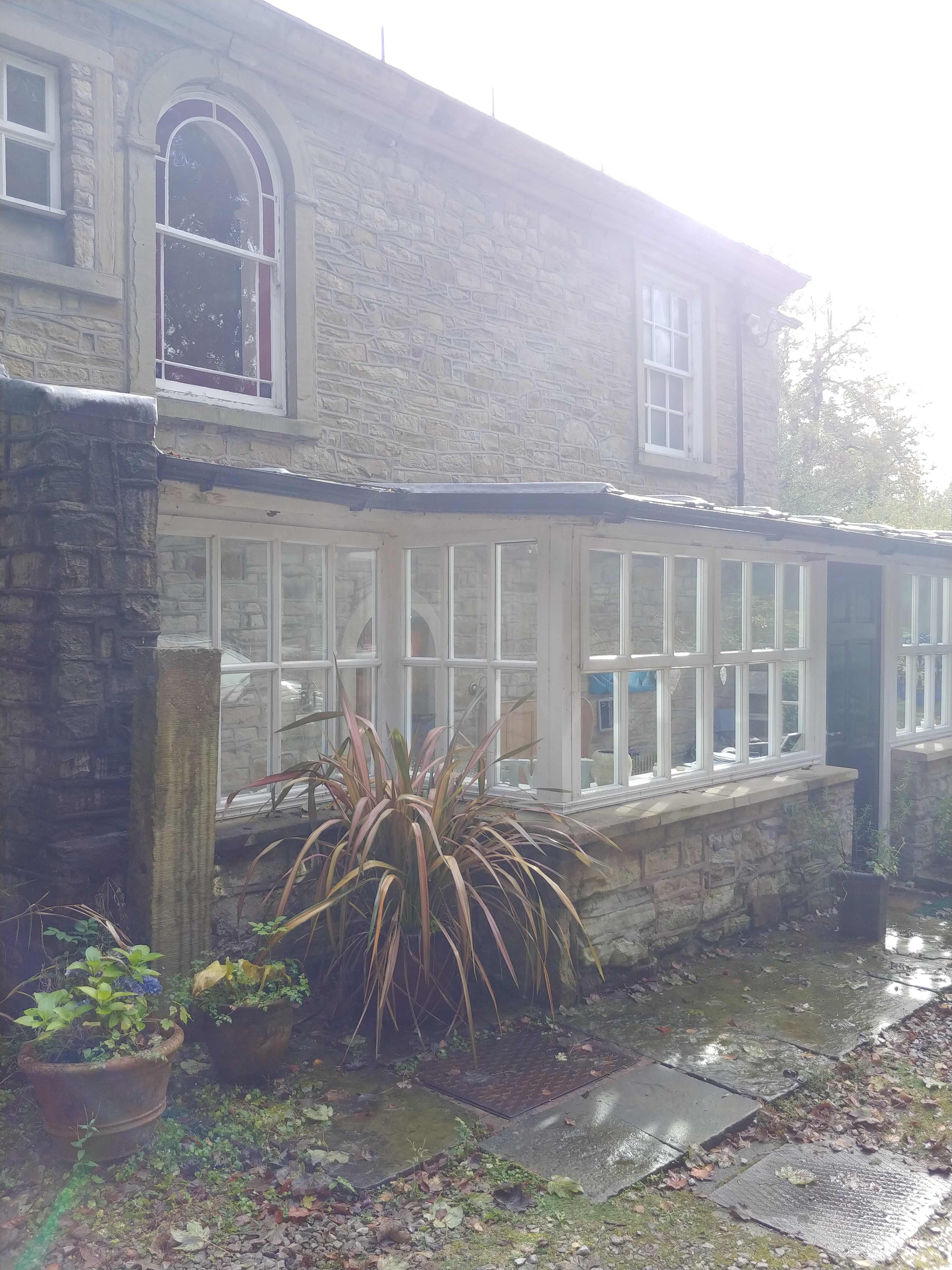 Existing lean-to conservatory at Barwood Lea before the extension works