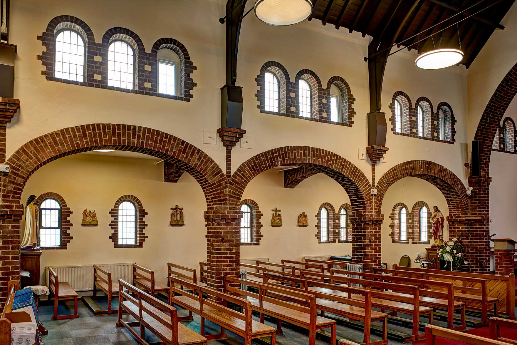 Side aisle and brick arcades