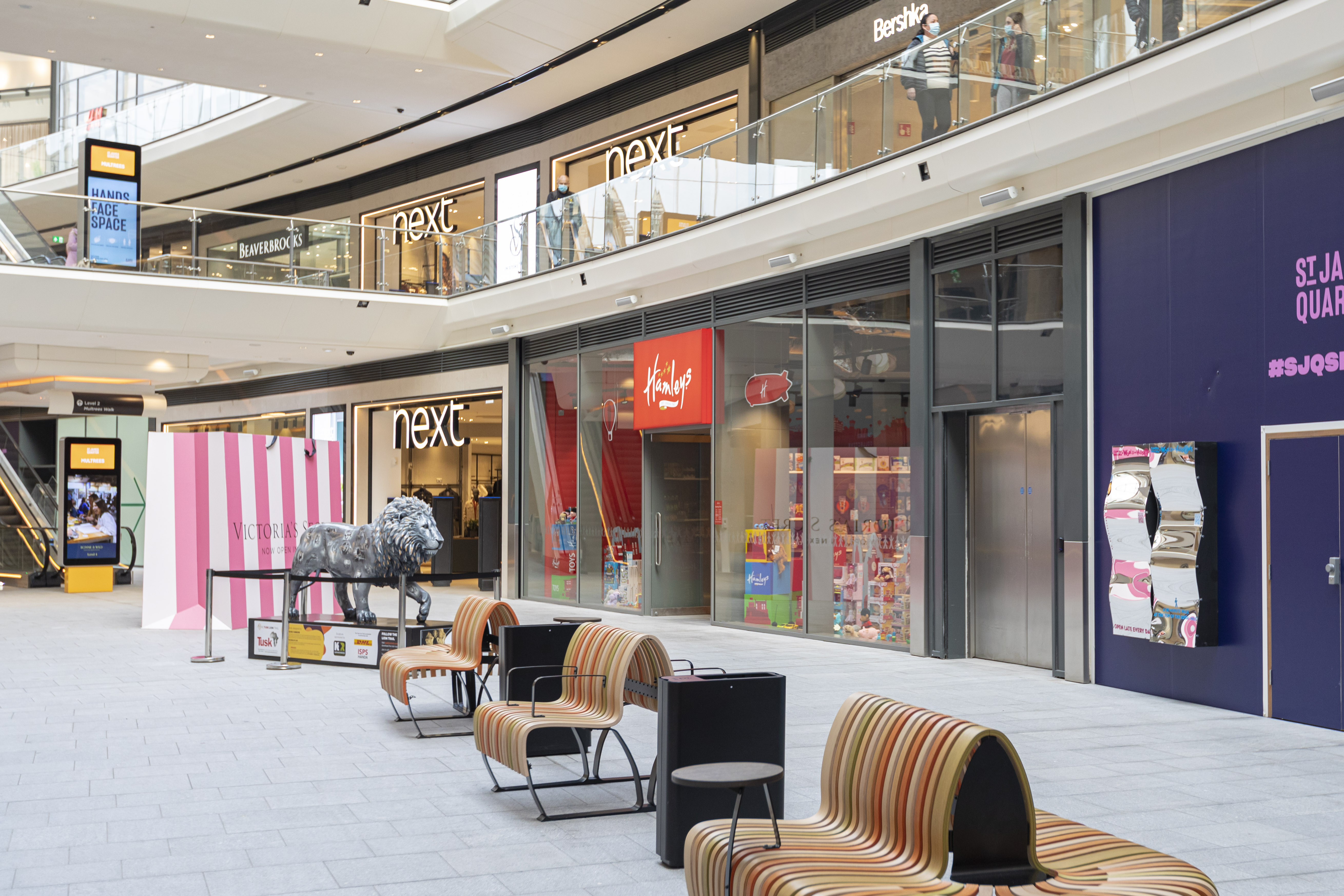 Hamleys storefront and mall seating