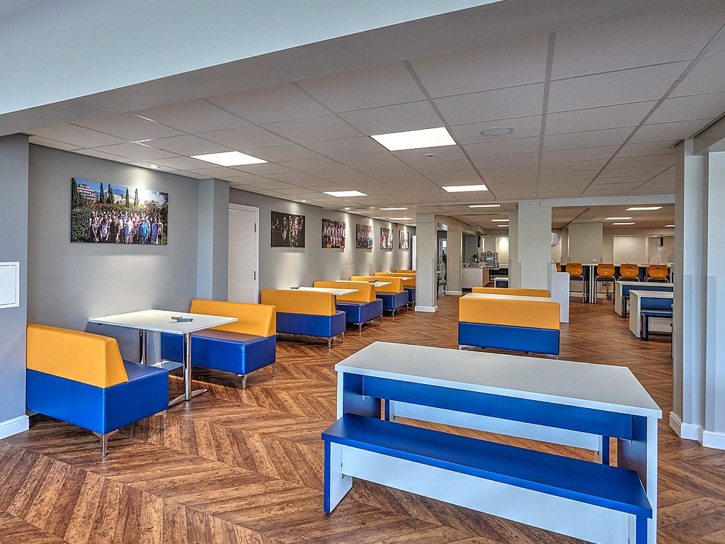 Open-plan dining seating at Hill House School