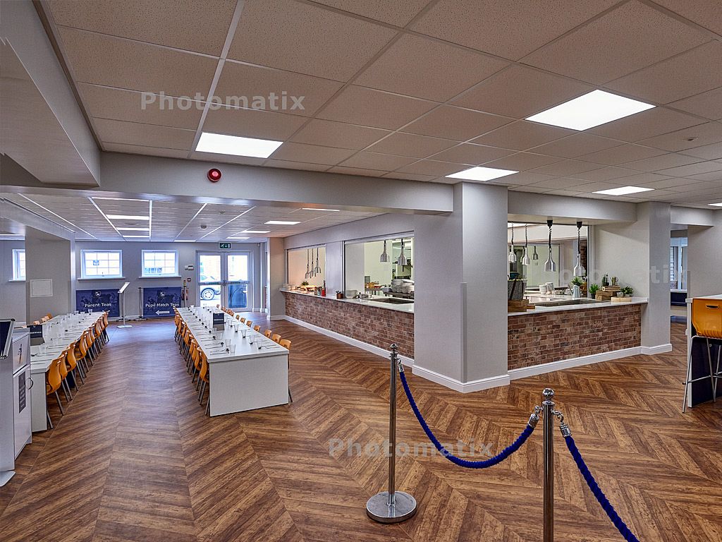Servery and open-plan dining area