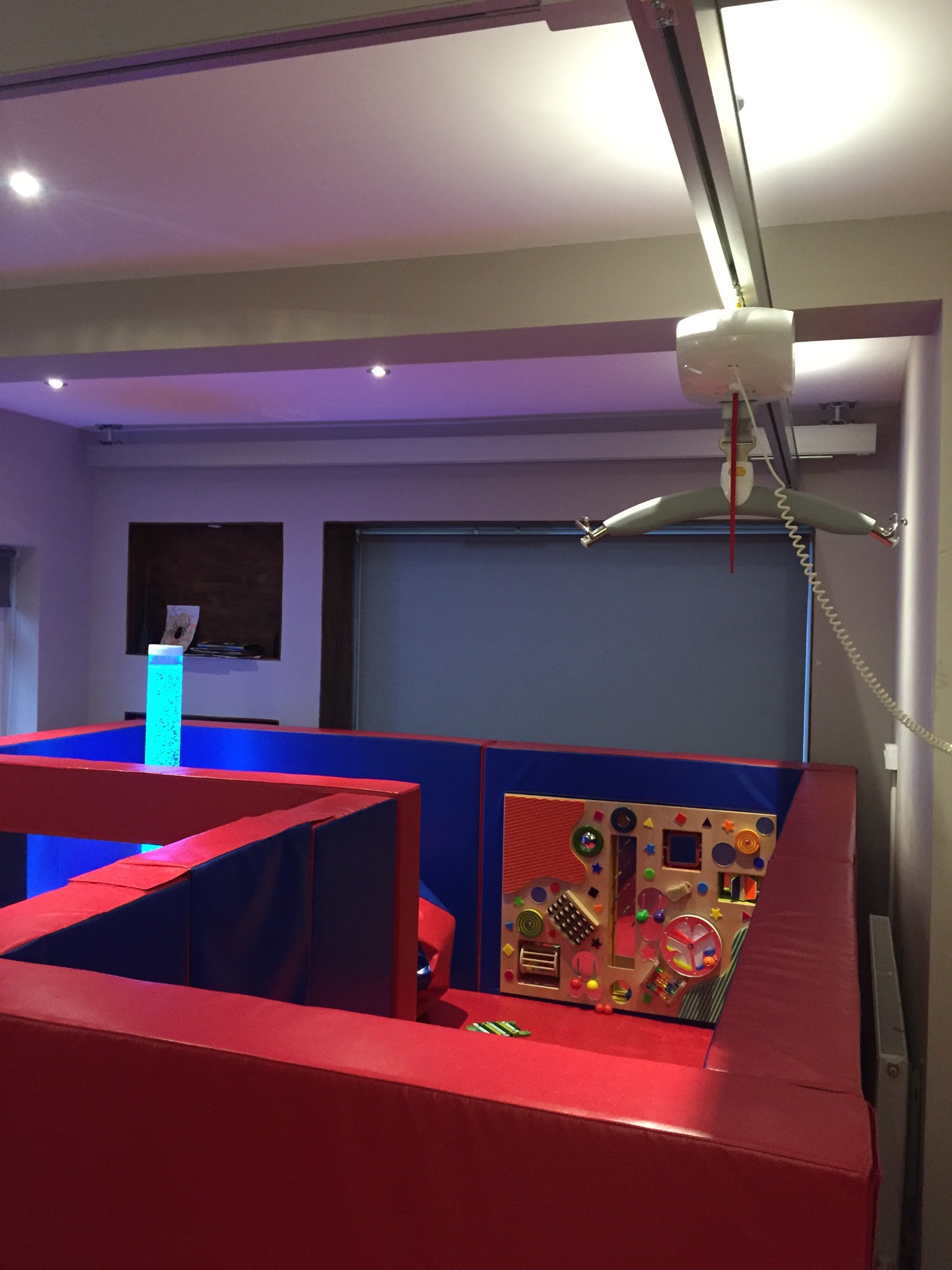 Specialist sensory and soft-play room with integrated ceiling hoist