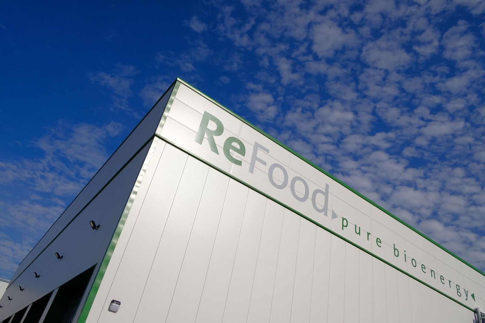 Close-up of ReFood process building facade