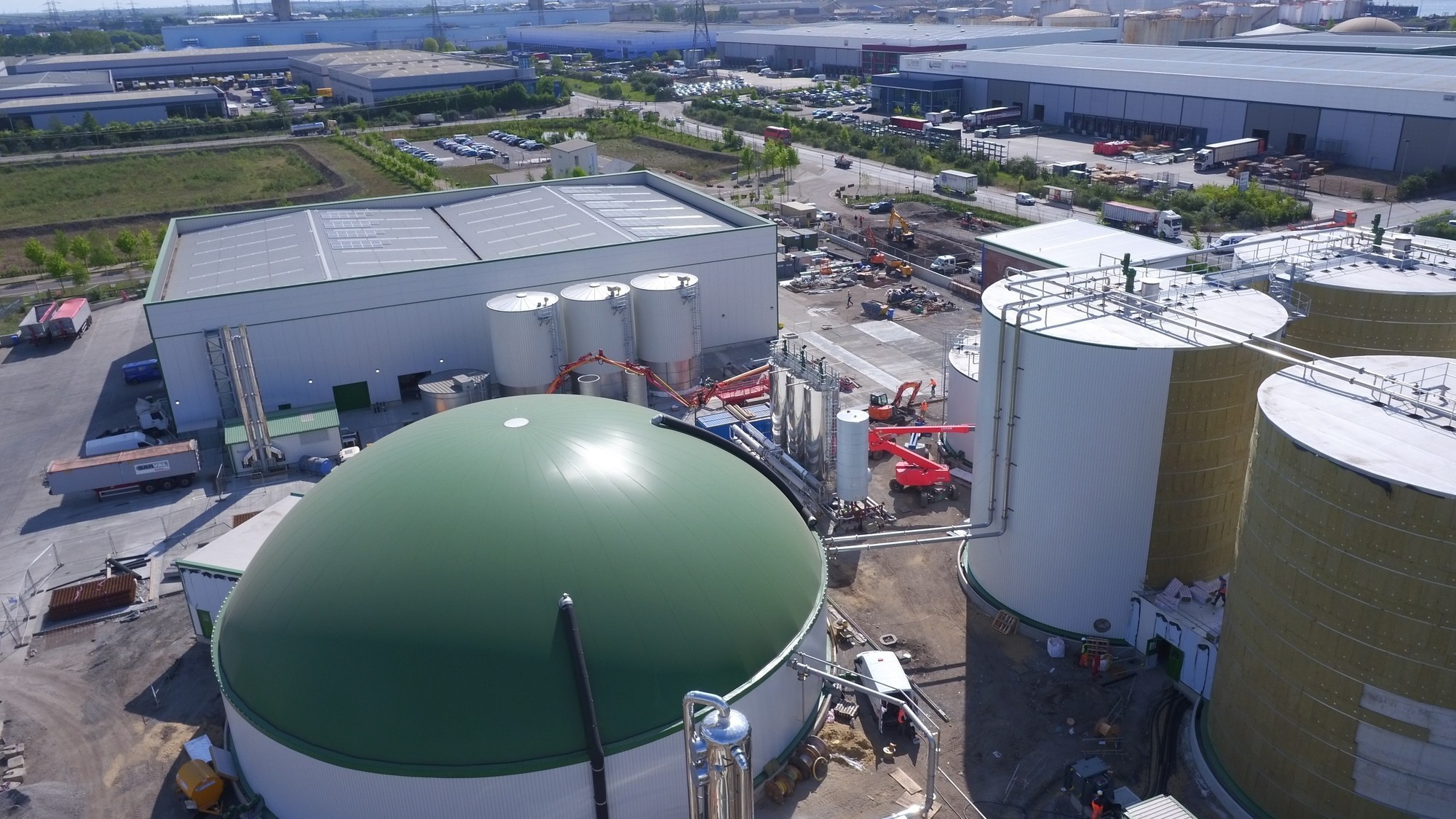 Aerial view of the ReFood Dagenham anaerobic digestion facility