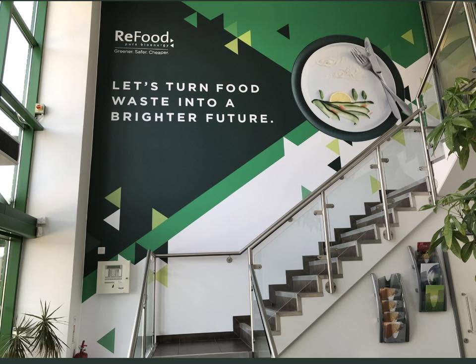 Interior entrance graphic and stairwell branding