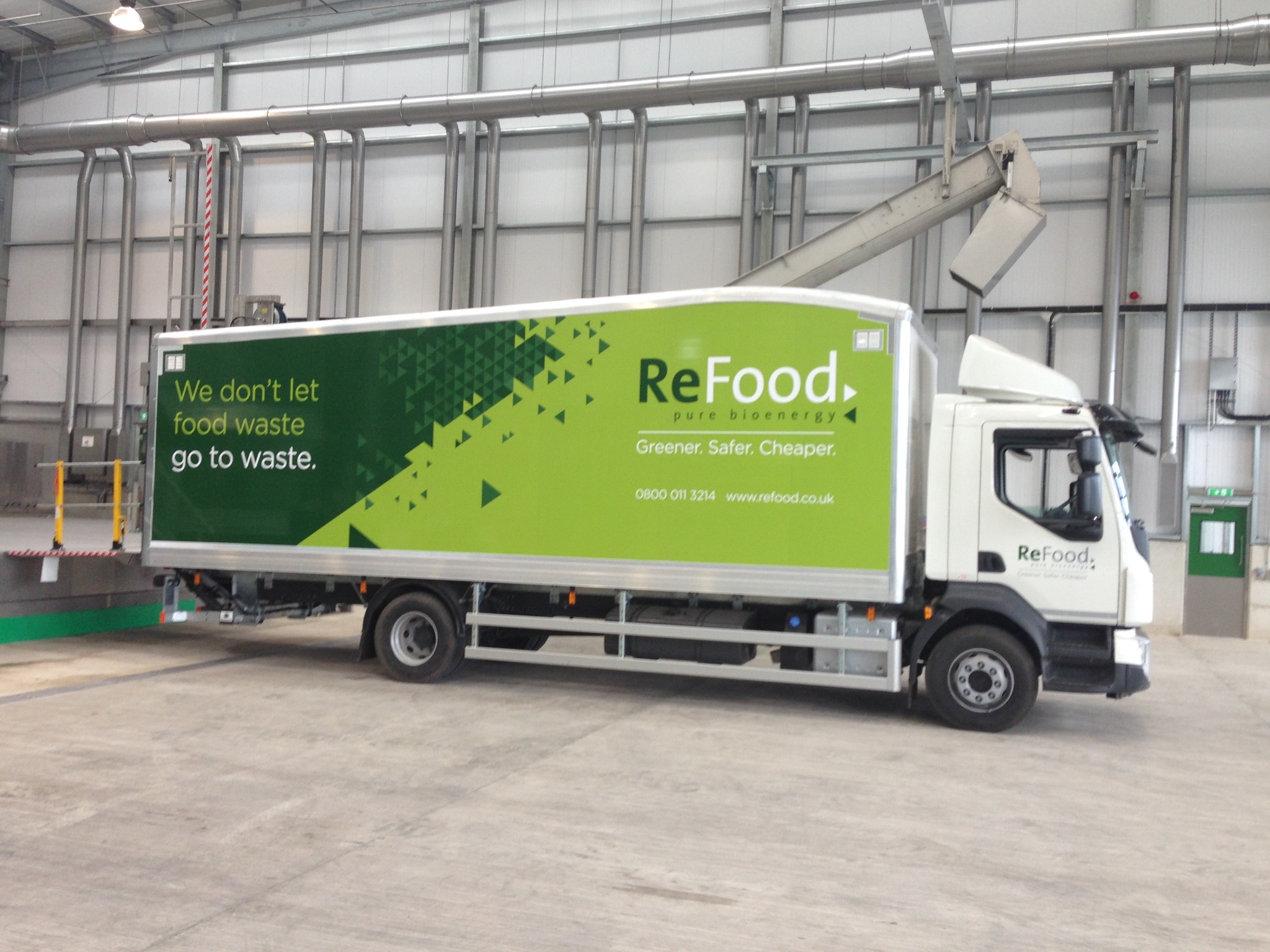 ReFood vehicle within internal reception hall