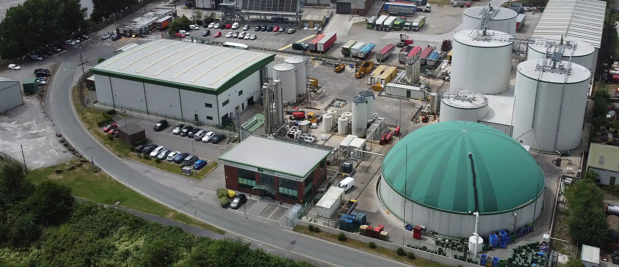 Aerial view of ReFood Widnes anaerobic digestion facility
