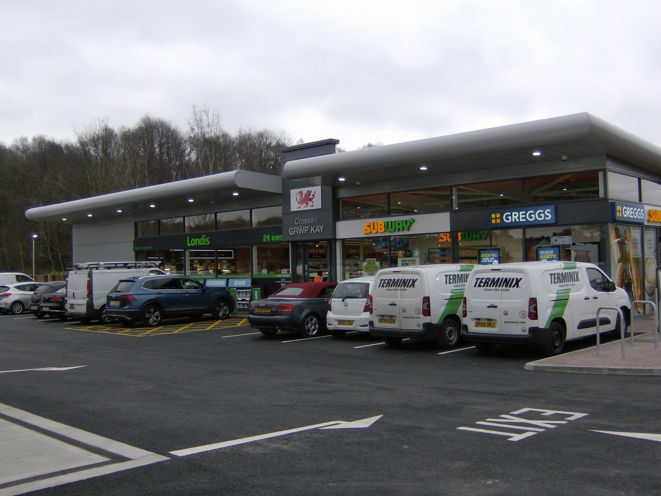 Ruabon Service Station forecourt and retail building