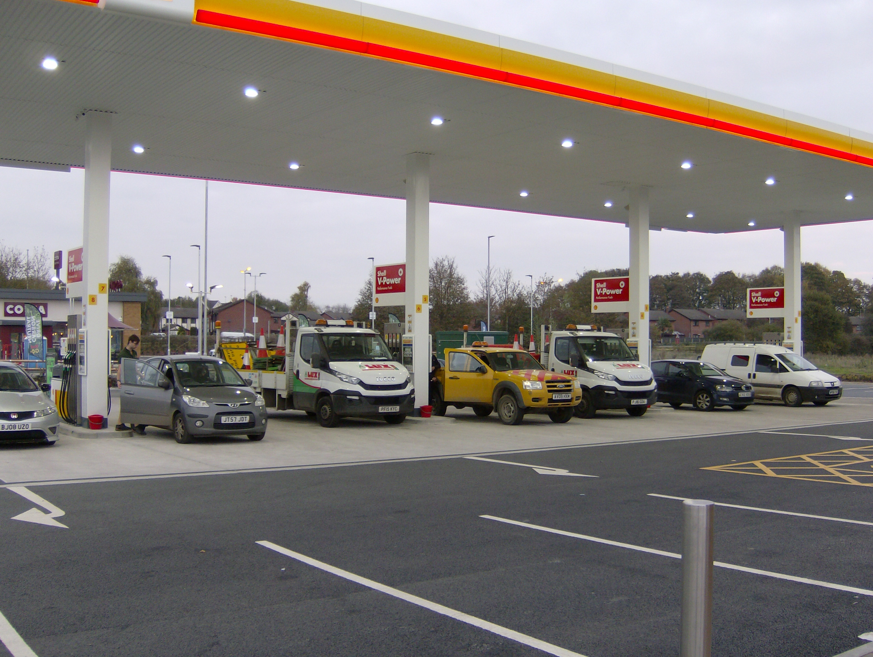 Fuel canopy and customer forecourt at Ruabon Service Station