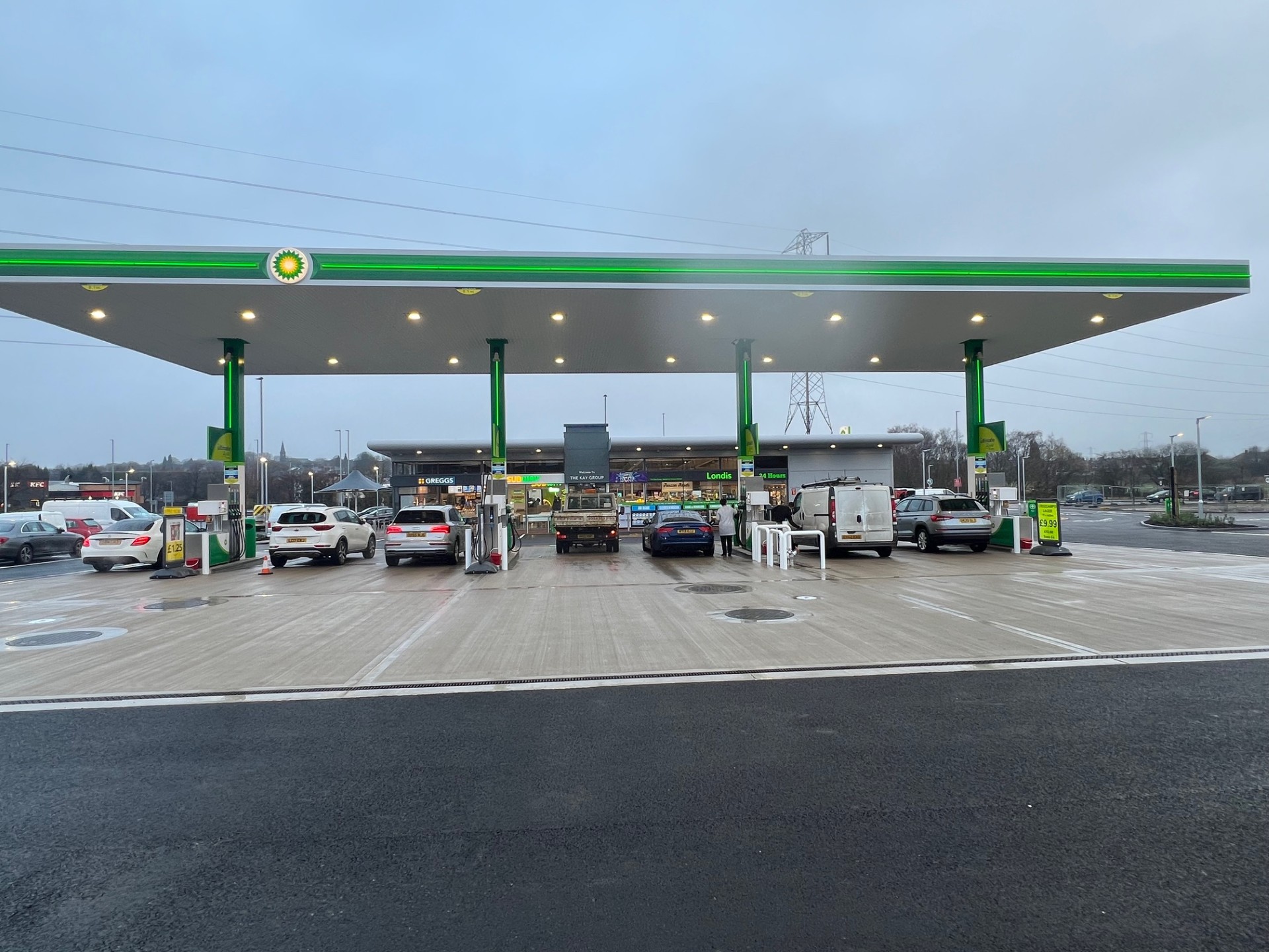 Sandyford Service Station forecourt and canopy