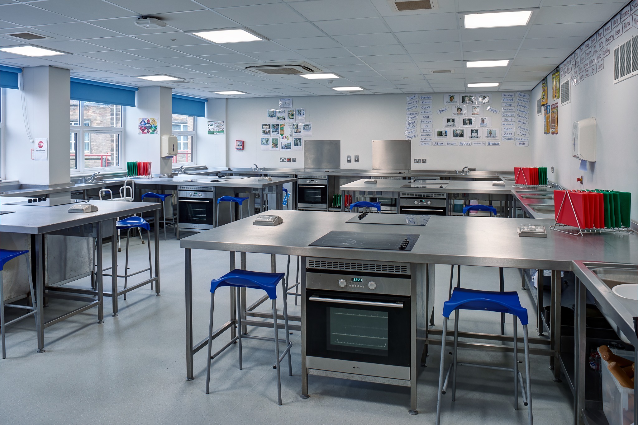 Refurbished food technology classroom with specialist teaching equipment