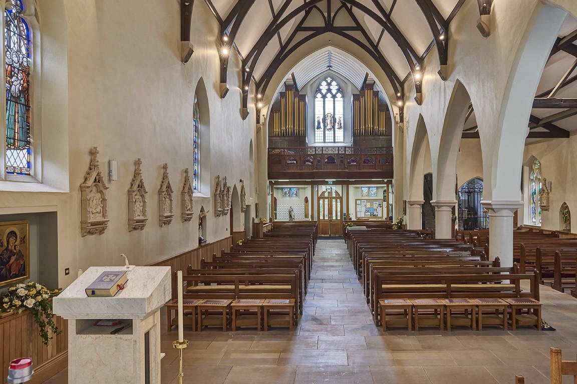 New stone flooring and church interior