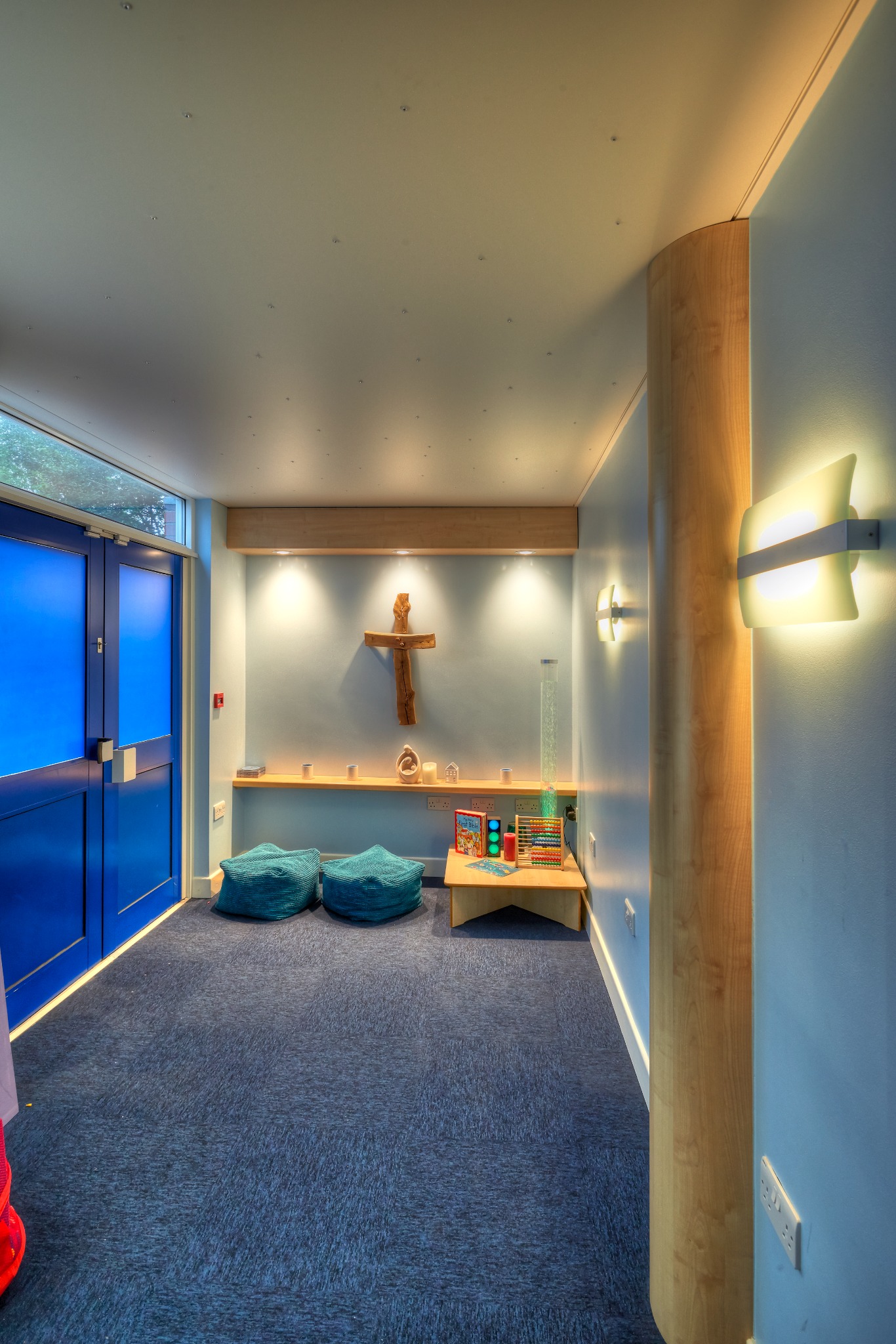 Curved glazed learning room within the enrichment zone