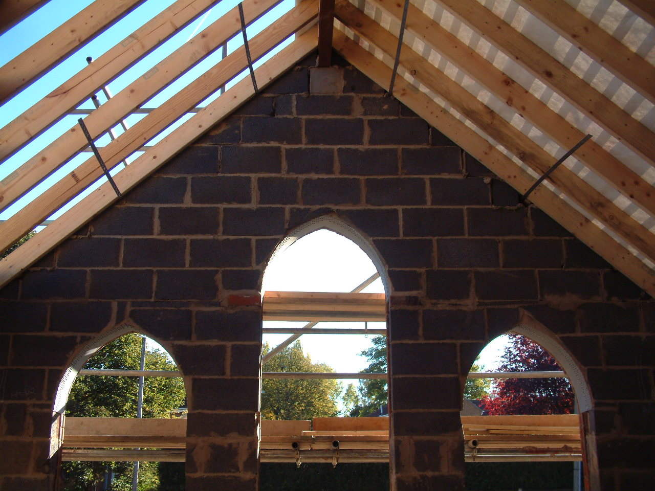 New roof structure at St Mary's Church, High Green
