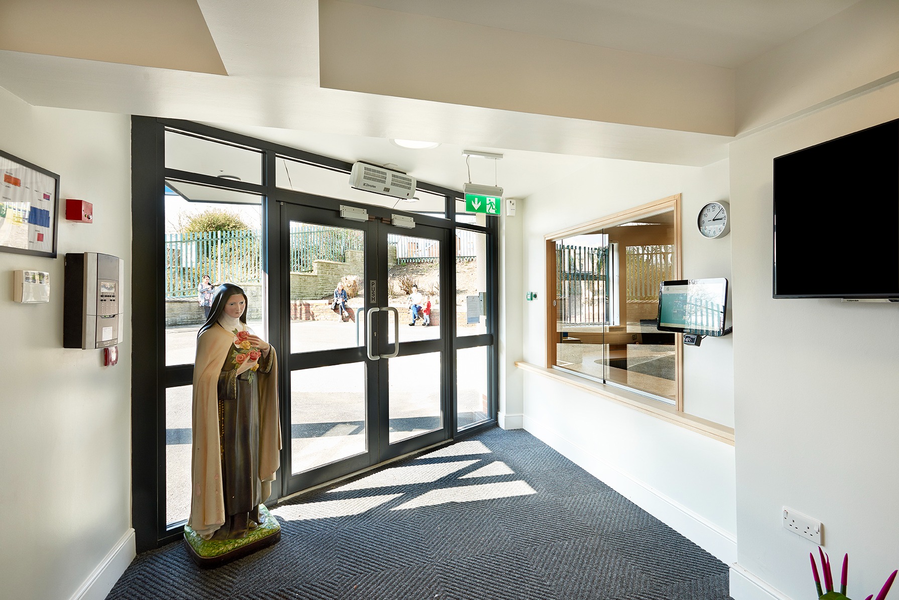 Reception and visitor management area at St Theresa's Catholic Primary School
