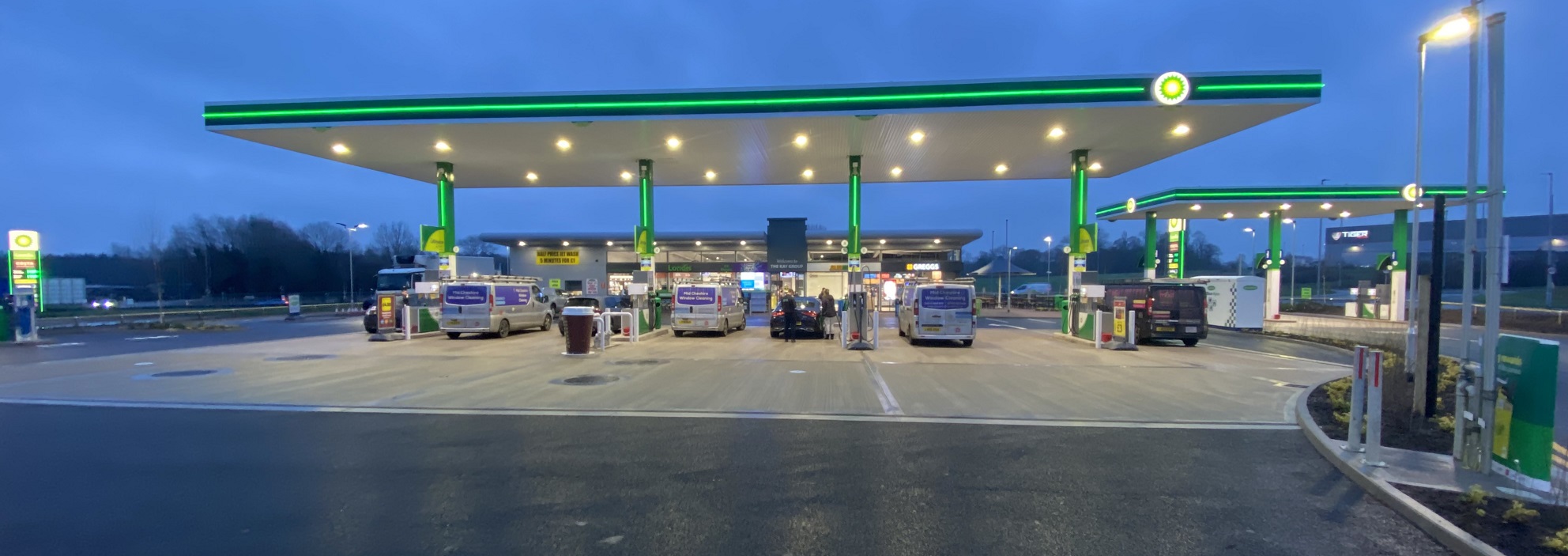 Winsford Petrol Filling Station forecourt and canopy